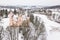 Aerial view of Edole castle in winter day, Latvia