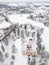 Aerial view of Edole castle in winter day, Latvia