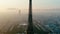 Aerial view Eiffel Tower as main Landmark Monument of Paris Cityscape, France