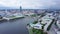 Aerial view of Ekaterinburg city center and Iset river in a summertime, Russia. Stock footage. Breathtaking cityscape