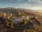 Aerial view El Castell de Guadalest and surroundings. Spain