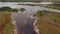 Aerial view of El Hacha waterfall. Canaima National Park