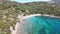 Aerial view of Elba Island. Barabarca Beach and Southern Coastline in summer season. Drone viewpoint