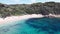 Aerial view of Elba Island. Barabarca Beach and Southern Coastline in summer season. Drone viewpoint. Slow motion