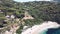 Aerial view of Elba Island. Barabarca Beach and Southern Coastline in summer season. Drone viewpoint. Slow motion