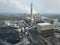 aerial view of electricity grid power station coal fired power station, Yorkshire, England