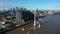 Aerial view of Emirates Air Line cable cars in London.