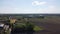 Aerial view of empty farmland and industrial area Moerdijk in the Netherlands