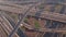 Aerial view of empty highway interchange in Dubai downtown.