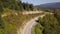 Aerial view of the empty serpentine mountain road. Croatia