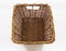 Aerial view of empty square wicker basket isolated on white background. Excellent strong and durable rattan straw basket. Natural