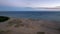 Aerial view of empty Tottori Sand Dunes on Sea of Japan Coast at sunrise