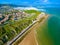 Aerial view of the english coast in Folkestone, Kent