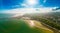 Aerial view of the english coast in Folkestone, Kent