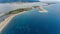 Aerial view of entrance to the island Lefkada. Ionian, Greece