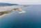 Aerial view of entrance to the island Lefkada. Ionian, Greece