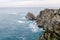 Aerial view of the epic cliffs in Cabo de PeÃ±as in Asturias, Spa