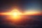 Aerial view of epic sunrise with skyline in the horizon.