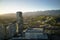 Aerial view of Esentai Tower Business Centre at sunrise. Almaty, Kazakhstan.