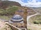 Aerial view of Eski Bayezid Cami, mosque located near Ishak Pasha Palace, Dogubayazit district. Turkey, Asia.