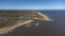 An aerial view of the estuary of the River Blyth at Walberswick in Suffolk