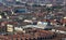 Aerial view of a European metropolis with many roofs