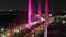 Aerial view of evening rush hour traffic passing over New York City\'s kosciuszko bridge