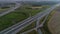 Aerial view on evening traffic on motorway junction