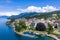 Aerial view of Evian Evian-Les-Bains city in Haute-Savoie in France