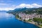 Aerial view of Evian Evian-Les-Bains city in Haute-Savoie in France