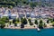 Aerial view of Evian Evian-Les-Bains city in Haute-Savoie in France