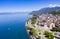 Aerial view of Evian (Evian-Les-Bains) city in Haute-Savoie in France