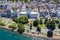 Aerial view of Evian (Evian-Les-Bains) city in Haute-Savoie in France