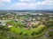 Aerial view of executive mansion named as Balidwipa around the river at citra raya, tangerang