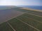 Aerial view on extensive vineyards and fields