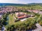 Aerial view of Fagaras Fortress in the city of Fagaras, Transylvania Romania