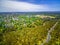 Aerial view of Fairfield suburb and Yarra Boulevard, Melbourne, Australia.