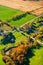 Aerial view of fall foliage in Stowe, Vermont