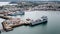 Aerial view of Falmouth Docks and town in Cornwall