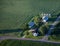 Aerial view of Family Farm with barns