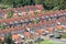 Aerial view family houses with backyards in Emmeloord, The Netherlands