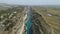 Aerial view of famous Corinth Canal of Isthmus, Peloponnese.