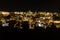 Aerial view of famous Greek resort Thira at night.