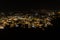 Aerial view of famous Greek resort Thira at night.