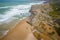 Aerial view of famous Guincho Beach in Cascais near Lisbon, Portugal. Photo made from above by drone