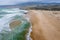 Aerial view of famous Guincho Beach in Cascais near Lisbon, Portugal. Photo made from above by drone