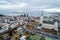 Aerial view of famous Hallgrimskirkja Cathedral and the city of