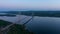 Aerial view of famous High Coast bridge in Northern Sweden at dusk