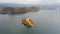 Aerial view of the famous Lake bled with the tiny island and Pilgrimage Church of the Assumption of Maria