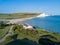 Aerial view of the famous landscape, Seven Sisters Cliffs